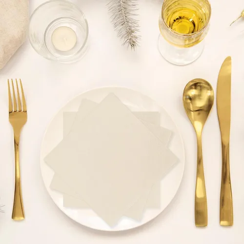 Vista 3 de 300 unidades de servilletas blancas lechosas para bebidas, servilletas de cóctel blancas lechosas de 2 capas, servilletas desechables para fiesta