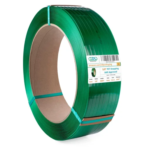 Vista 9 de IDL Packaging Bobina de flejado de poliéster (PET) Mini de 1/2" x 0.028" x 200', resistencia a la rotura de 760 lbs, negro - Resistencia a rayos UV