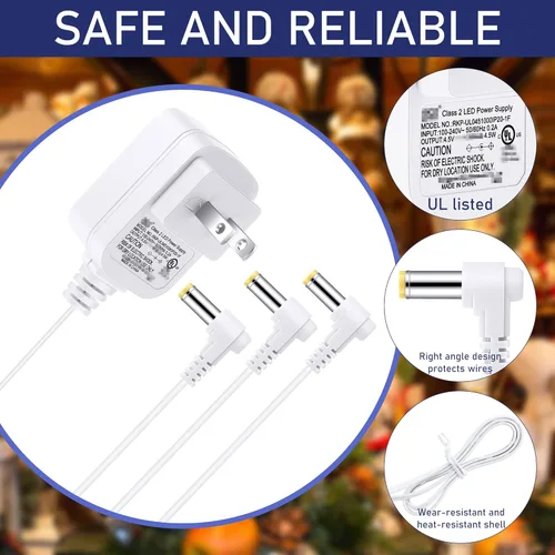 Vista 3 de Sumind Adaptador AC/DC compatible con Lemax accesorio iluminado # 74254 94563 94565 94566 94527 94564, adaptador de corriente de 4.5 V 3 salidas