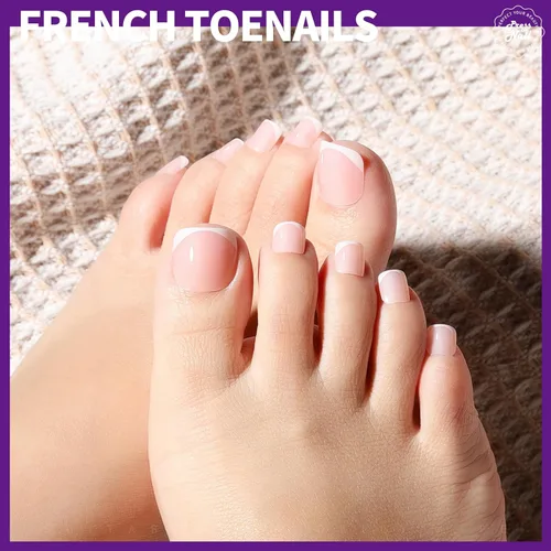Vista 7 de Teenitor Uñas cortas a presión, kit de manicura de uñas francesas de 312 piezas, uñas postizas con diseño, uñas de punta francesa extra cortas