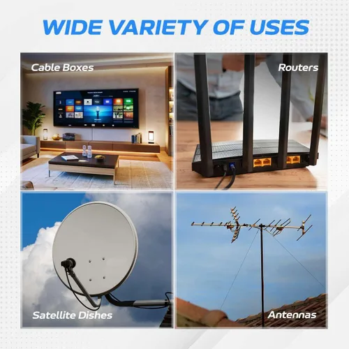 Vista 5 de Cables Direct Online 1 metro de cable coaxial negro RG6 con blindaje cuádruple, cable de extensión con pin F y BNC para plato satelital, televisión