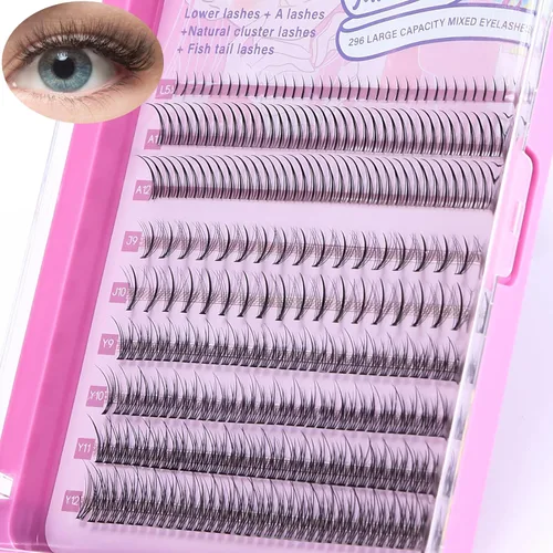 Vista 19 de MLEN DIARY – Racimos de pestañas DIY, extensiones de pestañas rizadas D, 90 racimos de pestañas, 10-16 mm, D rizado, volumen súper voluminoso