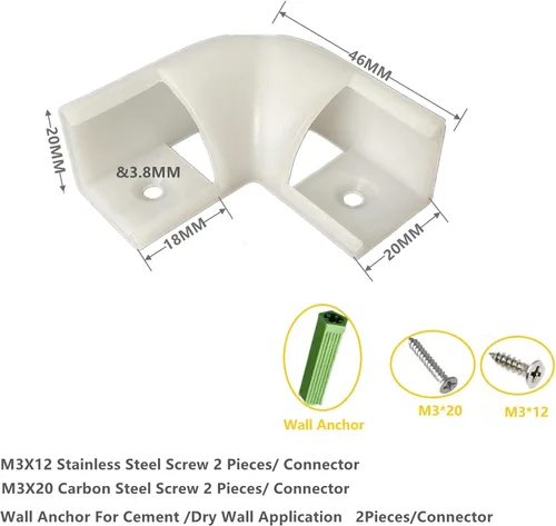 Vista 2 de THMOOTHER Paquete de 8 tiras LED en forma de V de 0.630 in de ancho con conector blanco de 90 grados, kit de esquina de perfil de cubierta curvada