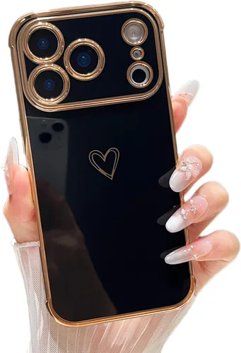 Vista 21 de ZTOFERA Funda diseñada para iPhone Air de 6.5 pulgadas, bonito borde chapado con patrón de corazones de amor con protección para lente de cámara