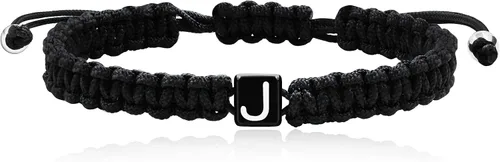Uloveido Letter A-Z Black String Bracelets for Women and Men, Adjustable Handmade Braided Woven Cuff Surfer Beach Wrap Bracelet Friendship