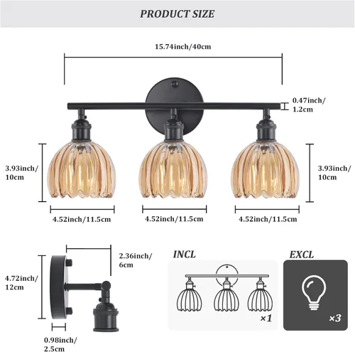 Vista 194 de Shenmoyl Lámparas de baño, lámpara de pared de 2 luces para tocador sobre espejo con pantalla de vidrio tulipán blanco para dormitorio, sala