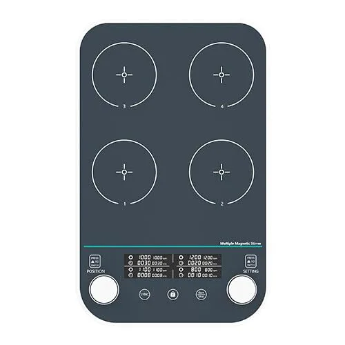 Digital Multiple Magnetic Stirrer with Mixing Stations 4 Working Disc Size 120 * 120mm Speed Range 50-1500RPM Max. Capacity 4 * 1000ml Brushless