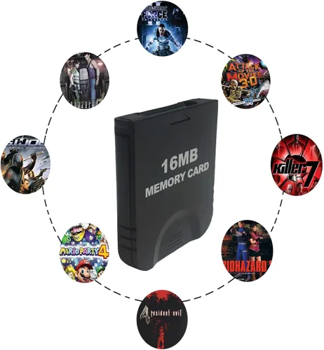 Vista 3 de Tarjeta de memoria Gamecube de 16 MB (251 bloques), tarjeta de memoria de juegos de alta velocidad compatible con juegos de accesorios de consola