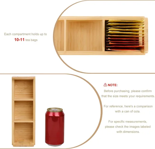 Vista 8 de HTB Acacia Wood Tea Bag Holder,Bamboo Tea Bag Holder