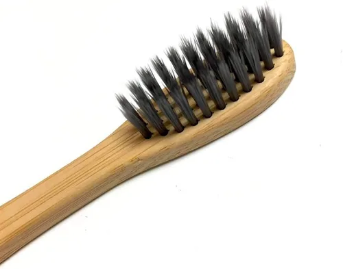 Vista 3 de Cepillo de dientes de bambú biodegradable, sin BPA, orgánico, ecológico, cerdas prensadas (sin pegamento), apoya la salud y el medio ambiente