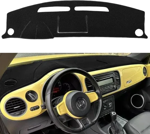 Vista 10 de Yiz Funda para Tablero de Instrumentos de Automóvil con Alfombrilla para VW Volkswagen Beetle con Medidor (Negro) J180