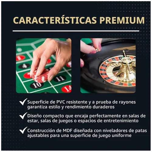 Vista 9 de Hathaway Classic Monte Carlo 4 en 1 mesa de juego de casino – Incluye mesa de dados, mesa de ruleta, mesa de blackjack que se puede utilizar como