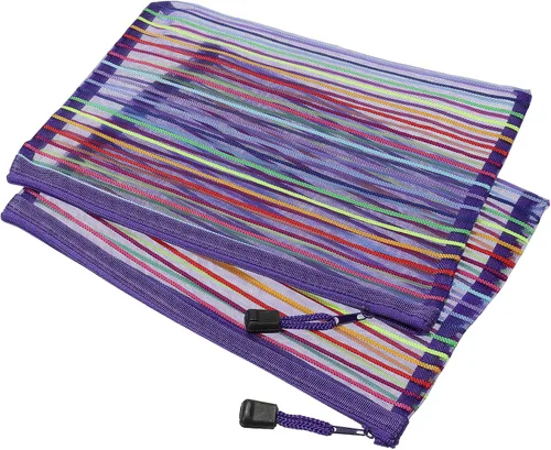 Vista 8 de MECCANIXITY Bolsas de malla con cremallera, estuche colorido A5 para lápices de documentos, organizador de almacenamiento para suministros de Azul