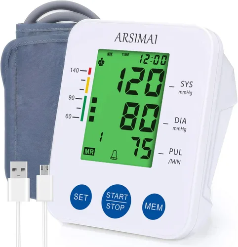 Monitor de presión arterial preciso y automático para la parte superior del brazo, monitor de presión arterial alta, pantalla LCD portátil