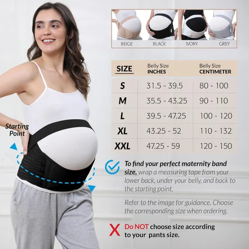 Vista 28 de NeoTech Care Cinturón de maternidad para embarazo, soporte para espalda, abdomen, cintura, pelvis (talla L, color marfil)