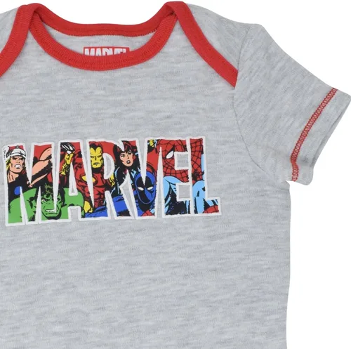 Vista 9 de Marvel Vengadores Spider-Man Iron Man Hulk Capitán América Baby Paquete de 5 mamelucos recién nacidos a bebés