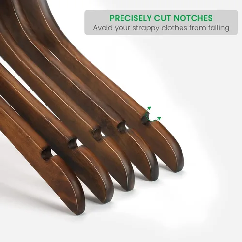 Vista 4 de Nature Smile Perchas de madera maciza para camisas, vestidos, ropa (10 piezas Retro)