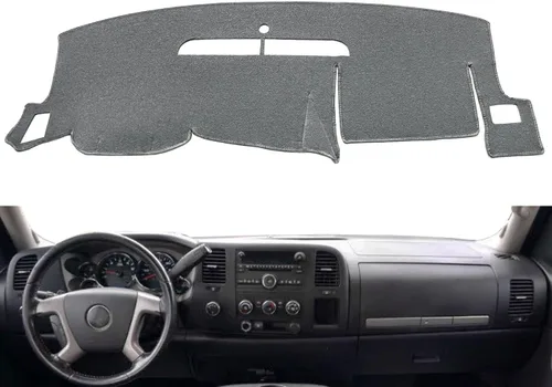 Vista 10 de Tapete de Cubierta Personalizado para Tablero Compatible con 07-13 Chevy Chevrolet Silverado 1500 2500HD 3500HD LS/LT/WT, 07-13 GMC Sierra 1500