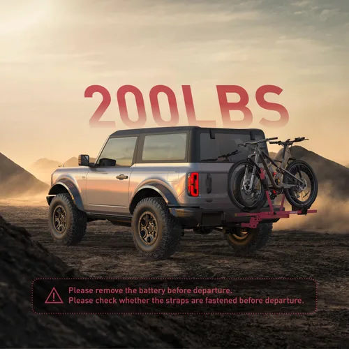 Vista 2 de Soporte de plataforma para 2 bicicletas, soporte de bicicleta sin marco para automóvil, SUV, camión, 200 libras resistente para bicicletas