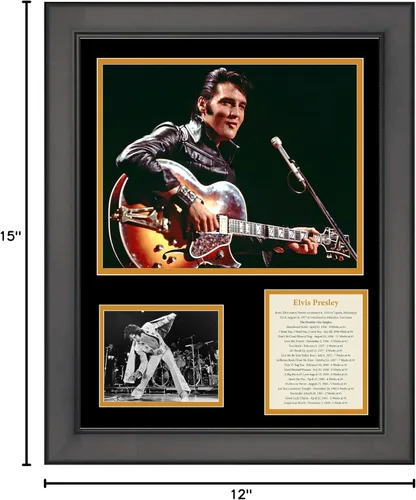 Vista 2 de Biografía de registro de Elvis Presley enmarcada 11"x14" Music Three Photo Collage