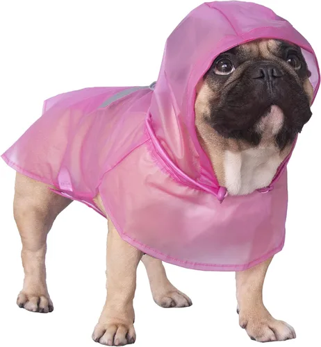 Vista 8 de iChoue Abrigos para clima frío para perro, impermeables, impermeables, ligeras, cortavientos, con capucha, para bullodg francés, inglés, pitbull