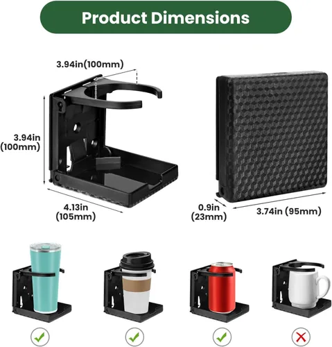 Vista 4 de 2 piezas de portavasos plegables ajustables, soporte de pared para auto con tornillos, para botellas de agua, bebidas y café, compatible
