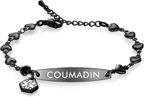 Vista 14 de mnmoom Pulseras de alerta médica para mujeres 6.5-8 pulgadas ajustables corazón links pulseras médicas con grabado