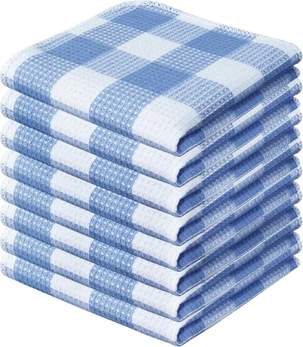 Vista 21 de PurpleEssences Trapos de cocina a cuadros con tejido de gofre, 100% algodón, 12 x 12 pulgadas, suaves, absorbentes, de secado rápido, trapos