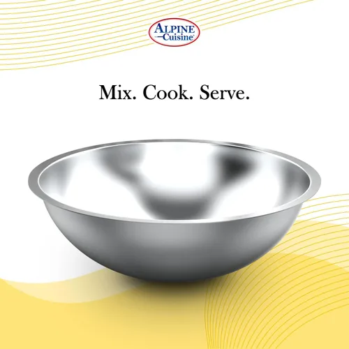 Vista 7 de Alpine Cuisine Cuencos de acero inoxidable de 3 cuartos de galón, cuencos de ensalada con borde más profundo, cuencos de almacenamiento aptos