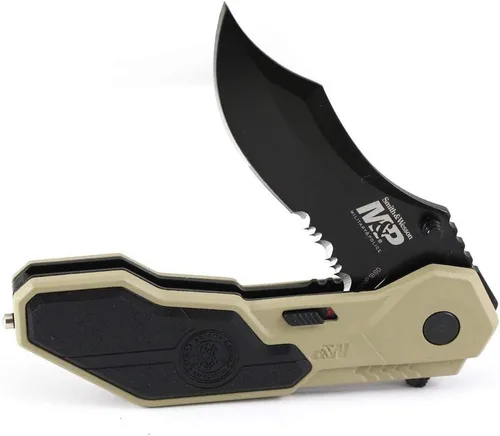 Vista 5 de Smith & Wesson M&P SWMP1BSD - Cuchillo plegable asistido SS de 7.1 pulgadas con hoja dentada de punta de clip de 2.9 pulgadas y mango de aluminio