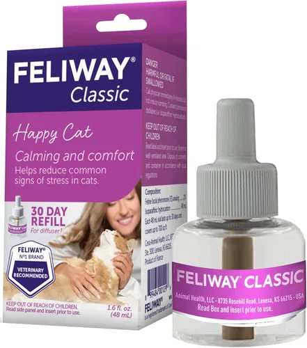 FELIWAY® Recambio clásico calmante para gatos de 30 días para difusor de feromonas, 1.6 fl oz, ayuda a reducir los signos comunes de estrés en gatos