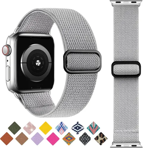 Vista 23 de Correa elástica Solo Loop Compatible con Apple Watch Band de 1.49, 1.57, 1.61, 1.65, 1.73, 1.77, 1.7, 1.97 pulgadas, Boho Bands para iWatch Series