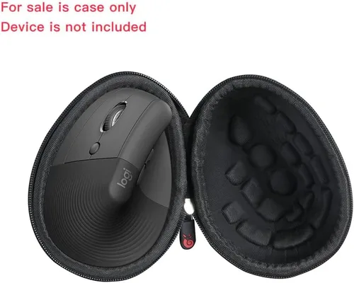 Vista 2 de Funda de viaje rígida Hermitshell para ratón Logitech Lift Left Vertical Ergonómico (Negro, Funda para Lift Left Vertical)