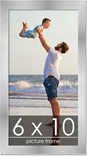 Vista 102 de Marco de madera de peltre plateado de 3 x 4 pulgadas, acrílico UV, respaldo de tablero de espuma y accesorios para colgar, marco de 3 x 4 pulgadas