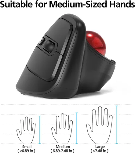 Vista 6 de MicroPack Ratón inalámbrico ergonómico con Trackball y 5 DPI ajustables, fácil control del pulgar, seguimiento preciso y suave. Ratón Bluetooth
