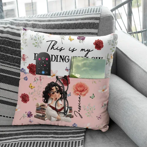 Vista 5 de ENCYCOM Almohada de bolsillo personalizada para lectura de libros, almohadas de lectura personalizadas con nombre, regalo único para niñas, mujeres