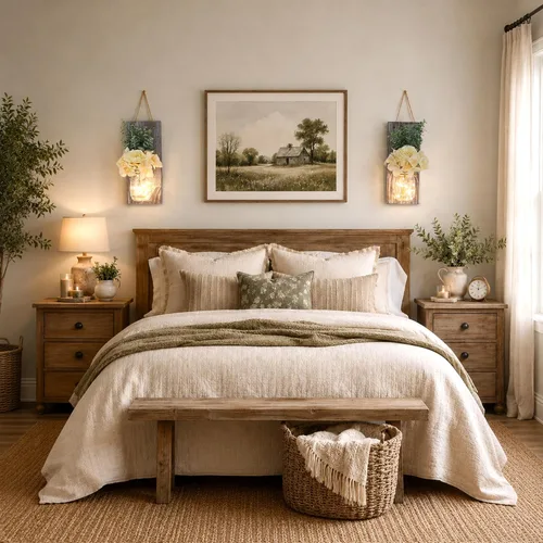 Vista 7 de Juego de 2 decoración de pared moderna de granja, arte de pared rústico para sala de estar con luces LED de hadas y flores de rosas, regalos
