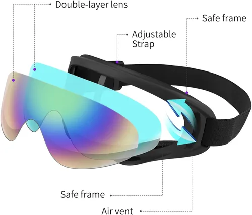 Vista 9 de Gafas de motocross ATV con resistencia al impacto, diadema ajustable para esquí, nieve y motocross