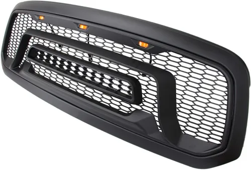 Vista 5 de Rejilla delantera compatible con Dodge Ram 1500 2013-2018, Ram 1500 Classic 2019-2023, parrilla de parachoques con luces ámbar (sin letra "RAM")