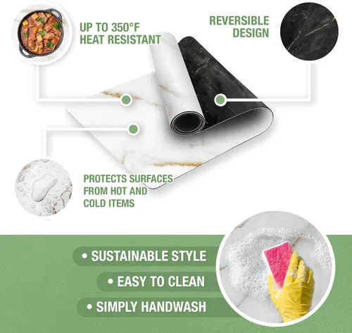 Vista 6 de RIMONA'S Camino de mesa resistente al calor, impermeable, protector de mesa, salvamanteles a prueba de calor 350F para platos calientes y ollas