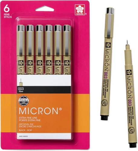 Vista 10 de SAKURA Pigma Micron 50131 - Bolígrafos fineliner, tamaño de 10 puntas, tinta negra archival, paquete de 6