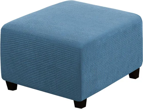 Vista 26 de ADPON Fundas otomanas cuadradas, fundas otomanas, protector de taburete de almacenamiento plegable, parte inferior elástica, tela jacquard de Arena