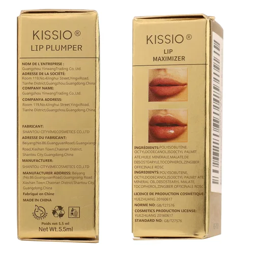 Vista 5 de KISSIO - Rellenador de labios, brillo labial con color, suero de labios con extractos de plantas, brillo hidratante para labios más voluminosos e