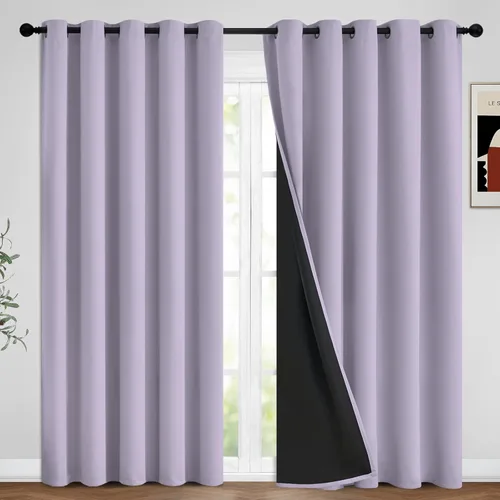 Vista 86 de Yakamok Cortinas 100% opacas para dormitorio, 2 paneles, cortinas de ventana completamente opacas, paneles de ventana con aislamiento térmico
