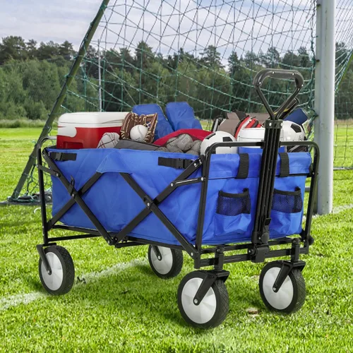 Utility Wagon - Carrito plegable para exteriores, carrito de jardín portátil, carrito de playa resistente con asas ajustables, ruedas todo terreno y