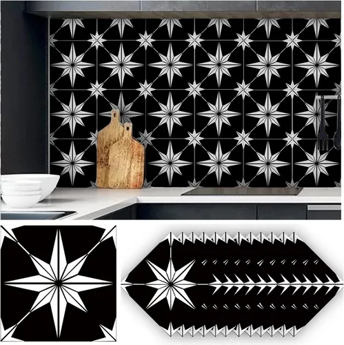Vista 7 de Alwayspon 24 calcomanías mate para azulejos de pared, despegar y pegar, calcomanías de vinilo autoadhesivas para azulejos de cocina y baño, 6 x 6