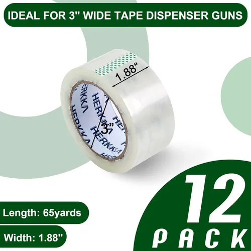 Vista 3 de HERKKA Cinta de Embalaje Transparente, 12 Rollos de Cinta de Embalaje Resistente para Envío, Embalaje, Mudanza y Sellado, Cinta de Embalaje