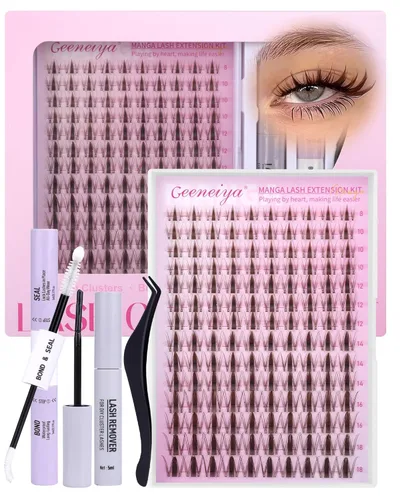 Vista 6 de Geeneiya Kit de Extensión de Pestañas 20D+40D, Racimos de Pestañas Suaves, Kit de Extensiones de Pestañas Naturales con Enlace de Pestañas