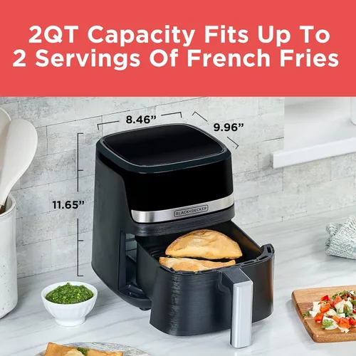 Vista 4 de BLACK+DECKER Freidora de aire Purifry de 2 cuartos de galón, sabor frito crujiente sin grasa, además de hornear, deshidrata y mantiene la comida