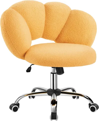 Vista 10 de Yaheetech - Silla de escritorio tapizada en bouclé, silla de tocador con forma de nube, silla de oficina en casa ajustable para computadora